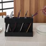 Support de rangement métallique pour couverts de paille à quatre grilles avec 12 feuilles magnétiques souples, organisateur de cuisine