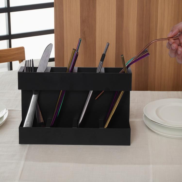 Support de rangement métallique pour couverts de paille à quatre grilles avec 12 feuilles magnétiques souples, organisateur de cuisine