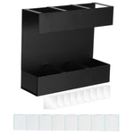 Support de rangement en métal pour couverts en paille à trois grilles, organisateur de cuisine, sans feuille magnétique souple, avec 9 feuilles magnétiques souples
