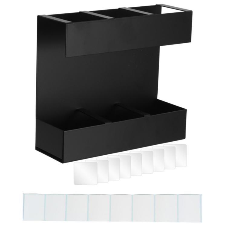 Support de rangement en métal pour couverts en paille à trois grilles, organisateur de cuisine, sans feuille magnétique souple, avec 9 feuilles magnétiques souples
