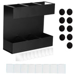 Support de rangement en métal pour couverts en paille à trois grilles, organisateur de cuisine, sans feuille magnétique souple, avec 9 feuilles magnétiques souples