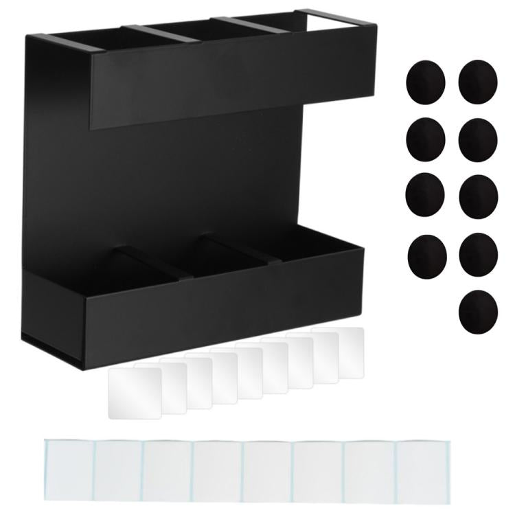 Support de rangement en métal pour couverts en paille à trois grilles, organisateur de cuisine, sans feuille magnétique souple, avec 9 feuilles magnétiques souples