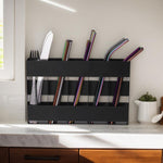 Organisateur de cuisine pour couverts en paille à cinq compartiments en métal, sans feuille magnétique souple, avec 12 feuilles magnétiques souples