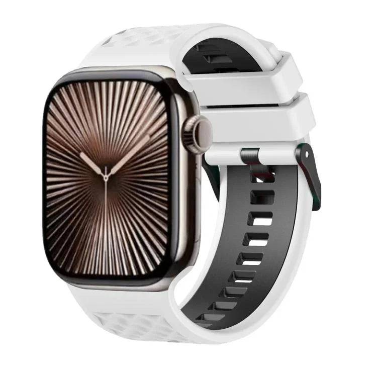 Bracelet de montre en silicone bicolore à texture diamant, pour Apple Watch 46 mm / 49 mm / 45 mm / 44 mm