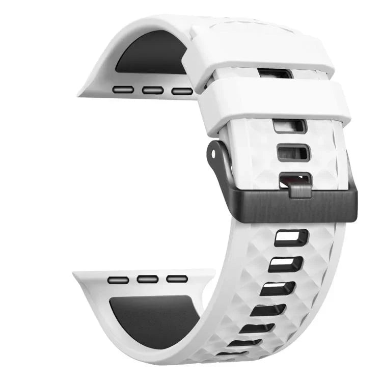 Bracelet de montre en silicone bicolore à texture diamant, pour Apple Watch 46 mm / 49 mm / 45 mm / 44 mm