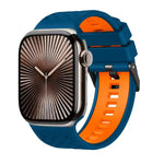Bracelet de montre en silicone bicolore à texture diamant, pour Apple Watch 46 mm / 49 mm / 45 mm / 44 mm