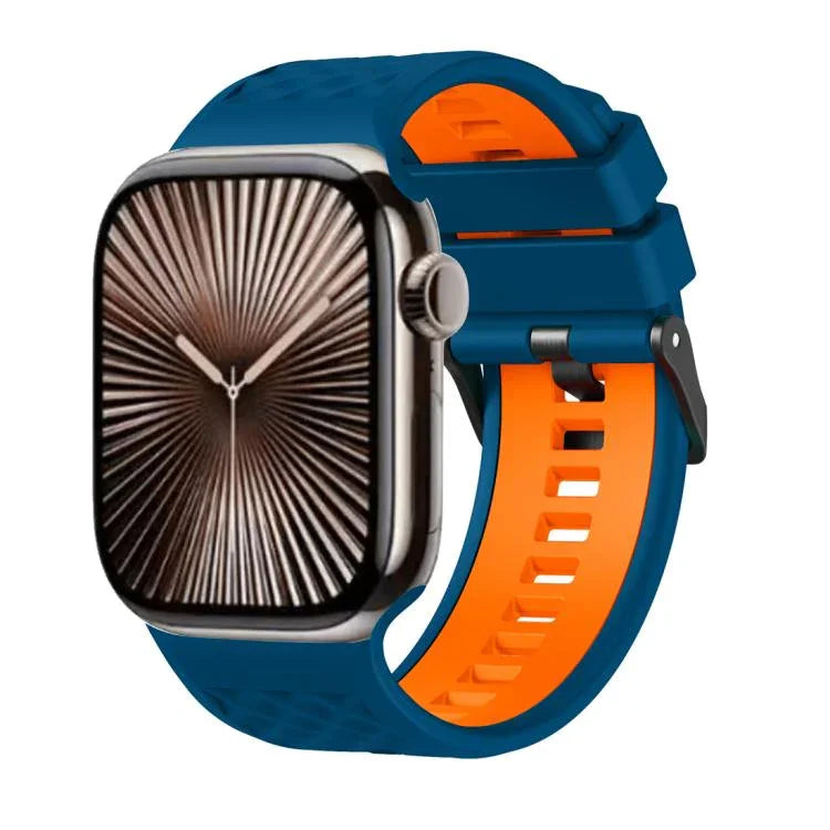 Bracelet de montre en silicone bicolore à texture diamant, pour Apple Watch 46 mm / 49 mm / 45 mm / 44 mm