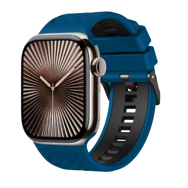 Bracelet de montre en silicone bicolore à texture diamant, pour Apple Watch 46 mm / 49 mm / 45 mm / 44 mm