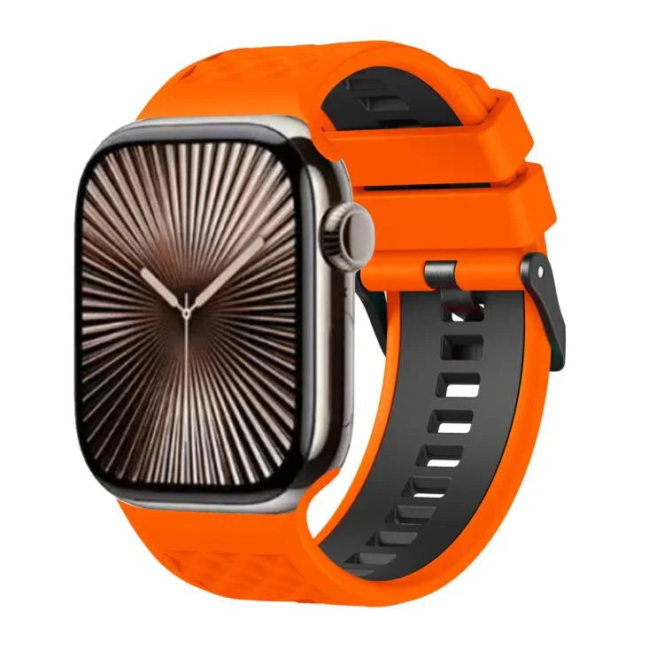 Bracelet de montre en silicone bicolore à texture diamant, pour Apple Watch 46 mm / 49 mm / 45 mm / 44 mm