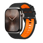 Bracelet de montre en silicone bicolore à texture diamant, pour Apple Watch 46 mm / 49 mm / 45 mm / 44 mm