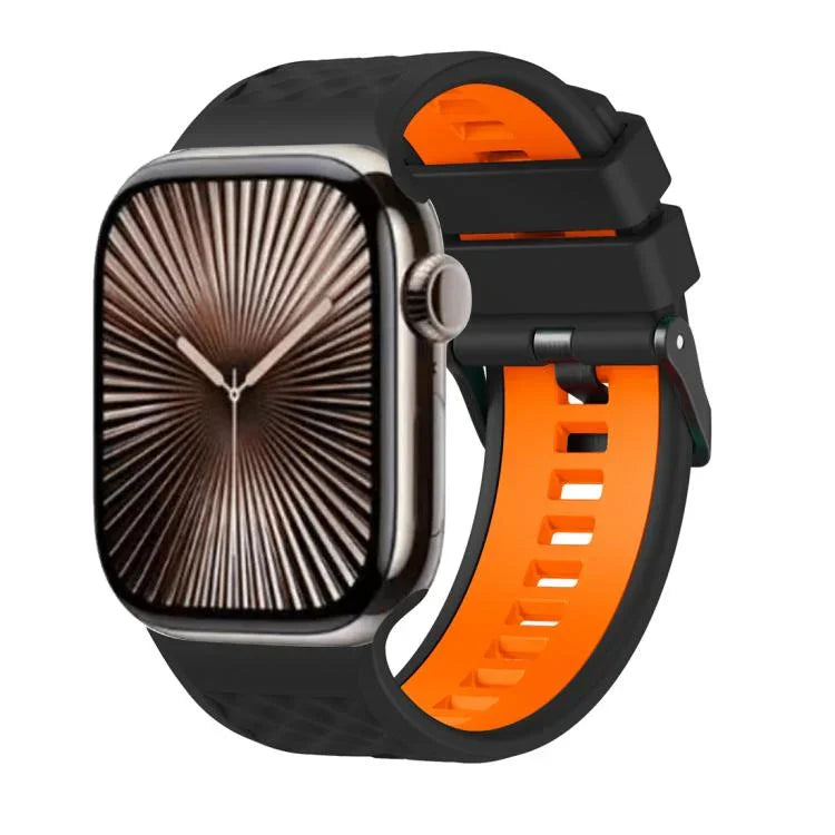 Bracelet de montre en silicone bicolore à texture diamant, pour Apple Watch 46 mm / 49 mm / 45 mm / 44 mm