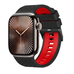 Bracelet de montre en silicone bicolore à texture diamant, pour Apple Watch 46 mm / 49 mm / 45 mm / 44 mm