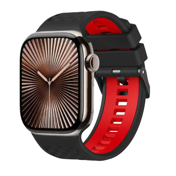 Bracelet de montre en silicone bicolore à texture diamant, pour Apple Watch 46 mm / 49 mm / 45 mm / 44 mm