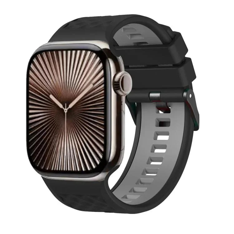 Bracelet de montre en silicone bicolore à texture diamant, pour Apple Watch 46 mm / 49 mm / 45 mm / 44 mm