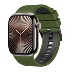 Bracelet de montre en silicone bicolore à texture diamant, pour Apple Watch 46 mm / 49 mm / 45 mm / 44 mm