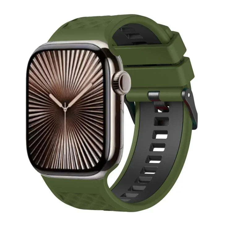 Bracelet de montre en silicone bicolore à texture diamant, pour Apple Watch 46 mm / 49 mm / 45 mm / 44 mm