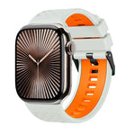 Bracelet de montre en silicone bicolore à texture diamant, pour Apple Watch 46 mm / 49 mm / 45 mm / 44 mm