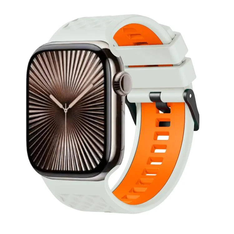 Bracelet de montre en silicone bicolore à texture diamant, pour Apple Watch 46 mm / 49 mm / 45 mm / 44 mm