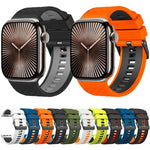 Bracelet de montre en silicone bicolore à texture diamant, pour Apple Watch 46 mm / 49 mm / 45 mm / 44 mm