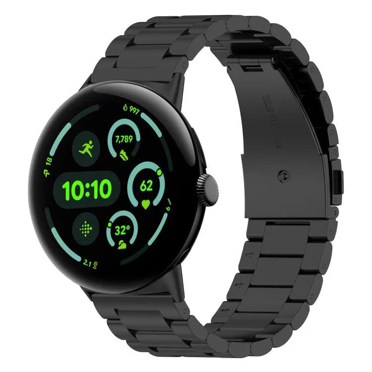 Bracelet de montre en métal à trois billes avec système de fixation rapide xDfind, compatible avec Google Pixel Watch 4/3 (45 mm) et Google Pixel Watch 4/3/2/1 (41 mm).
