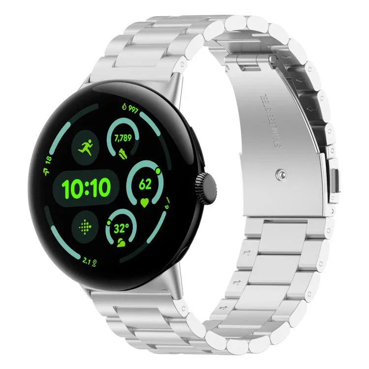 Bracelet de montre en métal à trois billes avec système de fixation rapide xDfind, compatible avec Google Pixel Watch 4/3 (45 mm) et Google Pixel Watch 4/3/2/1 (41 mm).