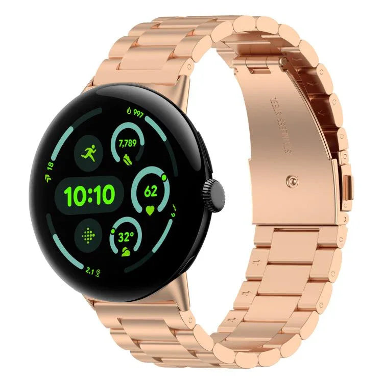 Bracelet de montre en métal à trois billes avec système de fixation rapide xDfind, compatible avec Google Pixel Watch 4/3 (45 mm) et Google Pixel Watch 4/3/2/1 (41 mm).