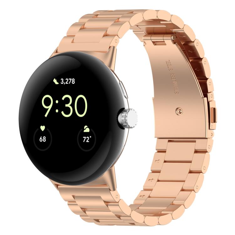 Bracelet de montre en métal à trois billes avec système de fixation rapide xDfind, compatible avec Google Pixel Watch 4/3 (45 mm) et Google Pixel Watch 4/3/2/1 (41 mm).