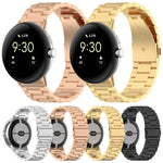 Bracelet de montre en métal à trois billes avec système de fixation rapide xDfind, compatible avec Google Pixel Watch 4/3 (45 mm) et Google Pixel Watch 4/3/2/1 (41 mm).