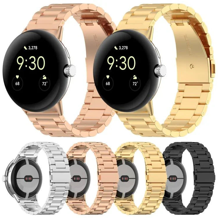 Bracelet de montre en métal à trois billes avec système de fixation rapide xDfind, compatible avec Google Pixel Watch 4/3 (45 mm) et Google Pixel Watch 4/3/2/1 (41 mm).