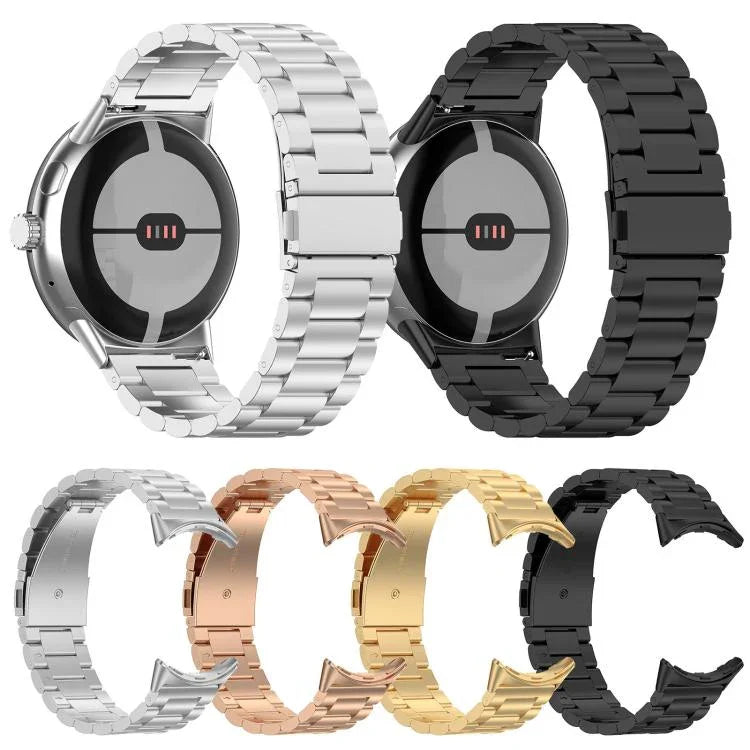 Bracelet de montre en métal à trois billes avec système de fixation rapide xDfind, compatible avec Google Pixel Watch 4/3 (45 mm) et Google Pixel Watch 4/3/2/1 (41 mm).