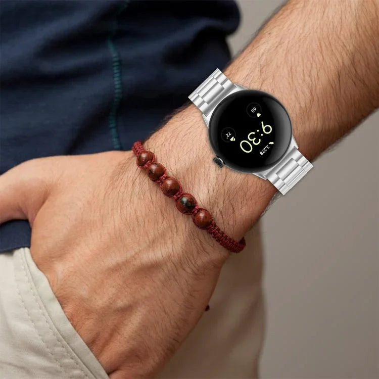 Bracelet de montre en métal à trois billes avec système de fixation rapide xDfind, compatible avec Google Pixel Watch 4/3 (45 mm) et Google Pixel Watch 4/3/2/1 (41 mm).