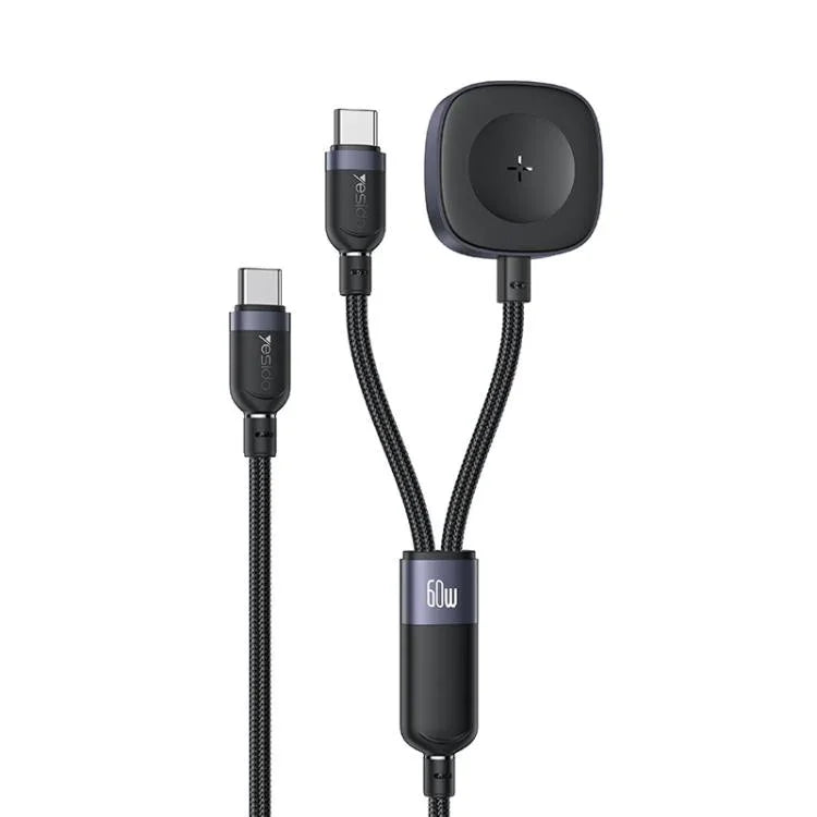 Câble de charge 2 en 1 Yesido CA136C 60 W USB-C / Type-C vers Type-C et iWatch, CA136C