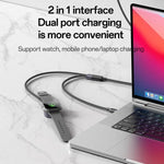 Câble de charge 2 en 1 Yesido CA136C 60 W USB-C / Type-C vers Type-C et iWatch, CA136C