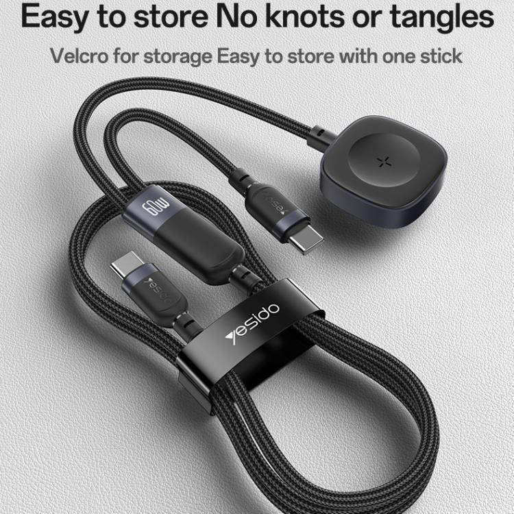 Câble de charge 2 en 1 Yesido CA136C 60 W USB-C / Type-C vers Type-C et iWatch, CA136C
