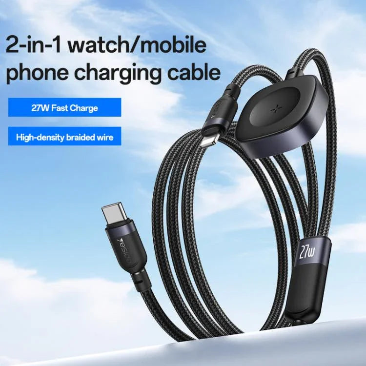 Câble de charge 2 en 1 Yesido CA136L 27 W USB-C/Type-C vers 8 broches et iWatch, CA136L