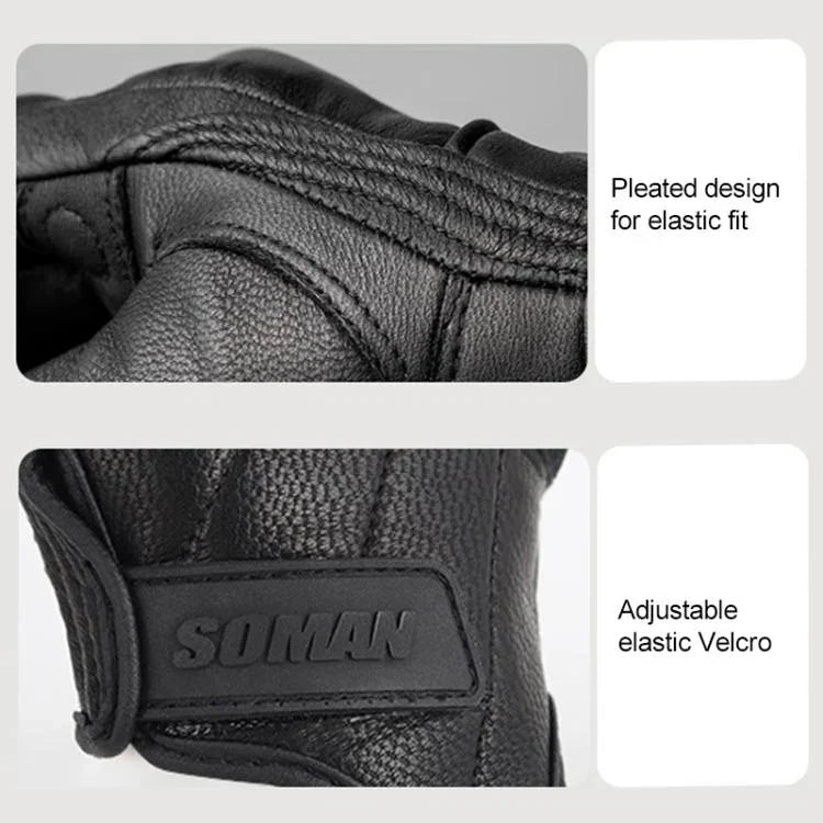 Gants de moto en peau de mouton SOMAN MG-24, gants rétro tout-terrain à écran tactile, M, L, XL, XXL