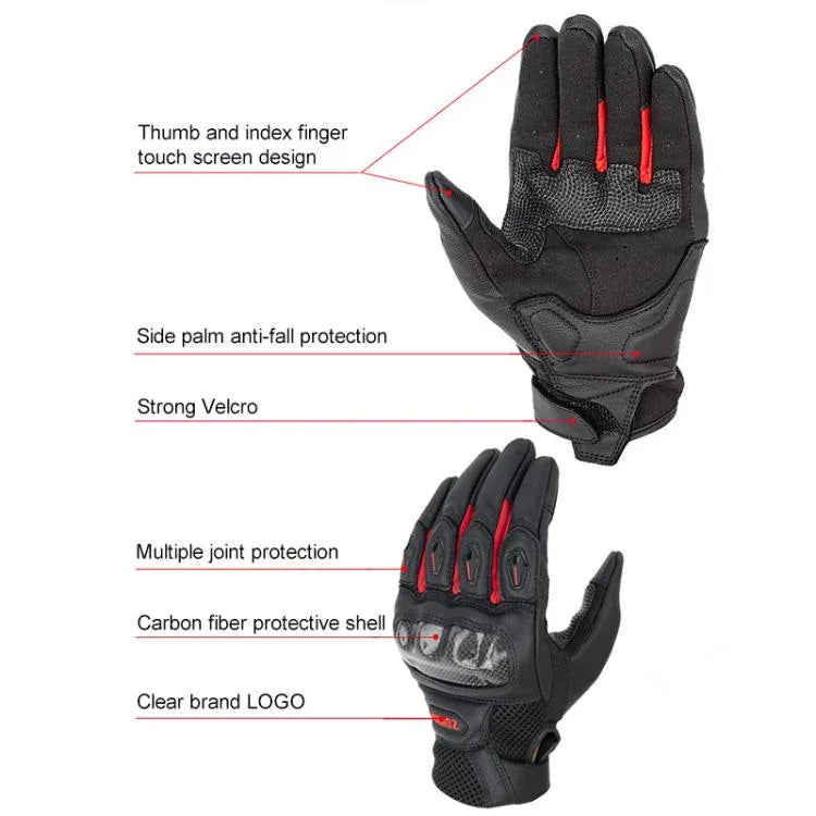 Gants de moto en peau de mouton et fibre de carbone SOMAN MG21 Gants antidérapants pour la conduite tout-terrain, M, L, XL, XXL