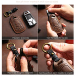For Kia K3 / K5 2024 Hallmo Crazy Horse Cowhide Car Key Protection Cover, For Kia K3 5-button, For Kia K3 6-button, For Kia K3 7-button, For Kia K3 8-button, For Kia K3 9-button