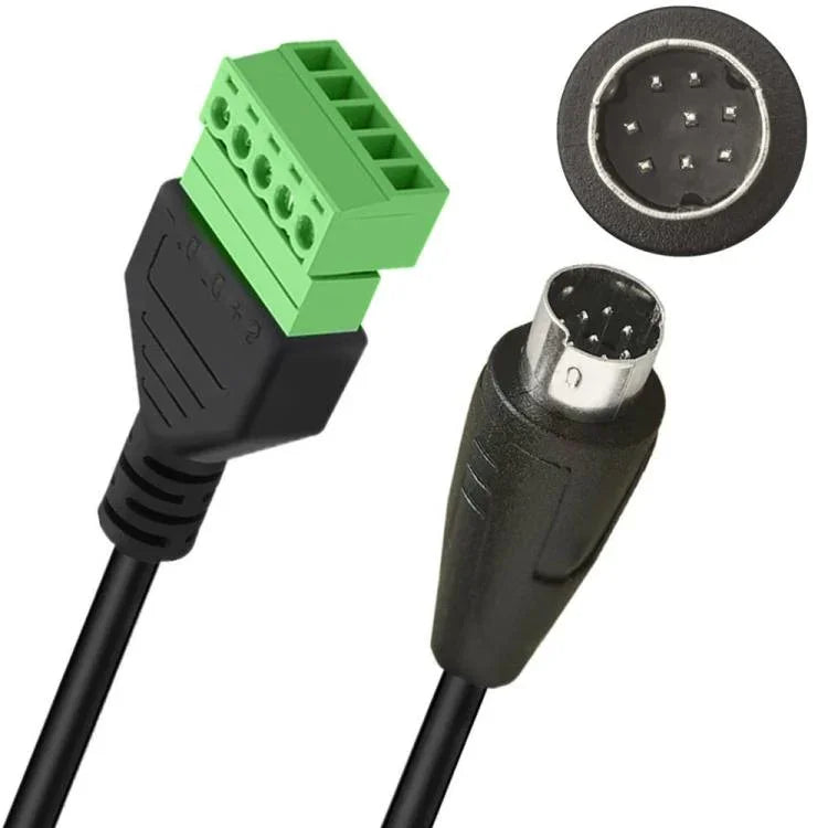 Câble adaptateur de type enfichable S-Video 8 broches mâle vers 5 broches femelle avec vis à écrou et bornes blindées, 0,3m