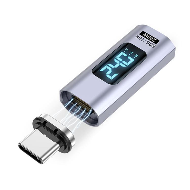 Adaptateur à succion magnétique droit Type-C mâle vers femelle PD240W 80Gbps 60K, tête droite, tête coudée