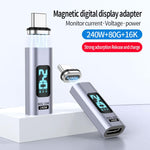 Adaptateur à succion magnétique droit Type-C mâle vers femelle PD240W 80Gbps 60K, tête droite, tête coudée