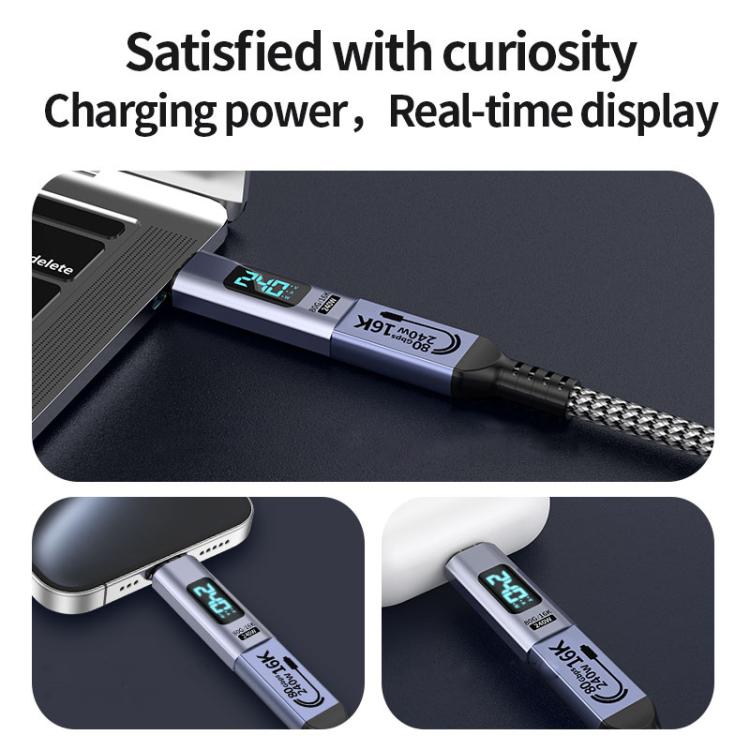 Adaptateur à succion magnétique droit Type-C mâle vers femelle PD240W 80Gbps 60K, tête droite, tête coudée