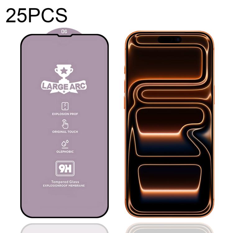 Lot de 25 films en verre trempé 9H 0,4 mm à grande courbure en aluminium, pour iPhone 17 Pro Max, iPhone 17 Pro, iPhone 17, iPhone Air, iPhone 16 Pro Max, iPhone 16 Pro, iPhone 16 Plus / 15 Plus, iPhone 16 / 15, iPhone 15 Pro Max...