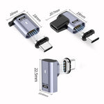 Adaptateur à succion magnétique Type-C mâle vers femelle PD240W 80Gbps 60K, tête droite, tête coudée, coude latéral