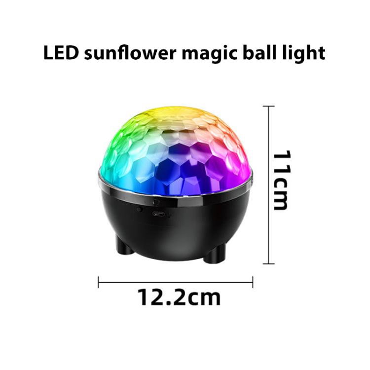 Lampe de scène rotative LED RGB Magic Ball Tournesol, Contrôle vocal, Télécommande