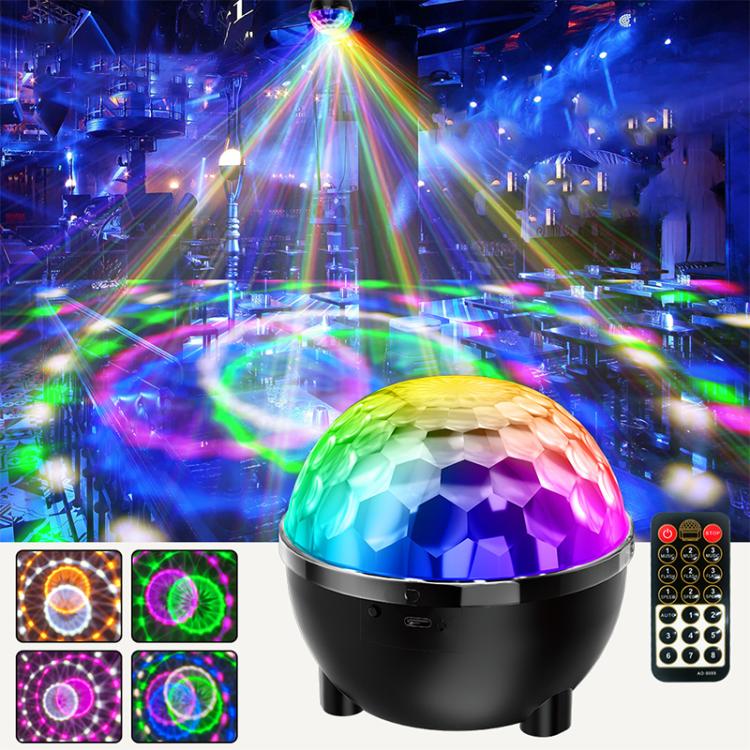 Lampe de scène rotative LED RGB Magic Ball Tournesol, Contrôle vocal, Télécommande