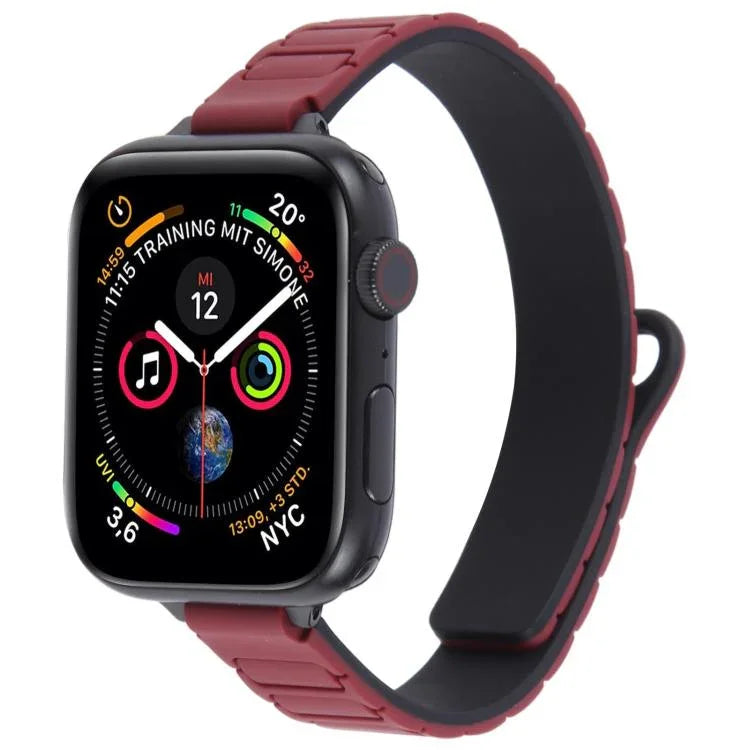 Bracelet de montre magnétique en silicone fin en forme de I, pour Apple Watch 46 mm / 49 mm / 45 mm / 44 mm, pour Apple Watch 42 mm / 41 mm / 40 mm / 38 mm