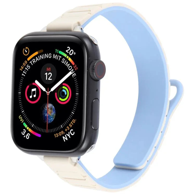 Bracelet de montre magnétique en silicone fin en forme de I, pour Apple Watch 46 mm / 49 mm / 45 mm / 44 mm, pour Apple Watch 42 mm / 41 mm / 40 mm / 38 mm
