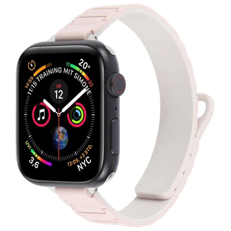 Bracelet de montre magnétique en silicone fin en forme de I, pour Apple Watch 46 mm / 49 mm / 45 mm / 44 mm, pour Apple Watch 42 mm / 41 mm / 40 mm / 38 mm