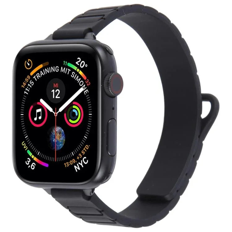 Bracelet de montre magnétique en silicone fin en forme de I, pour Apple Watch 46 mm / 49 mm / 45 mm / 44 mm, pour Apple Watch 42 mm / 41 mm / 40 mm / 38 mm